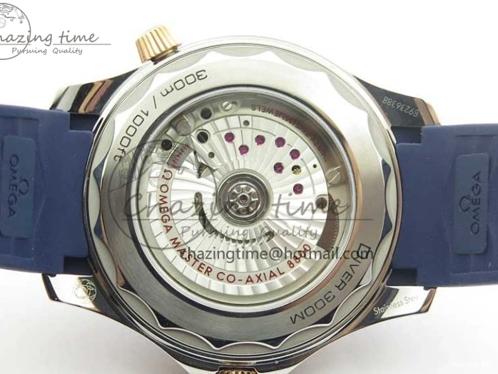 0427 2018 Seamaster Diver 300M SS RG VSF 1:1 Best Edition RG Bezel Blue Dial on Blue Rubber Strap A Contemporary 7927